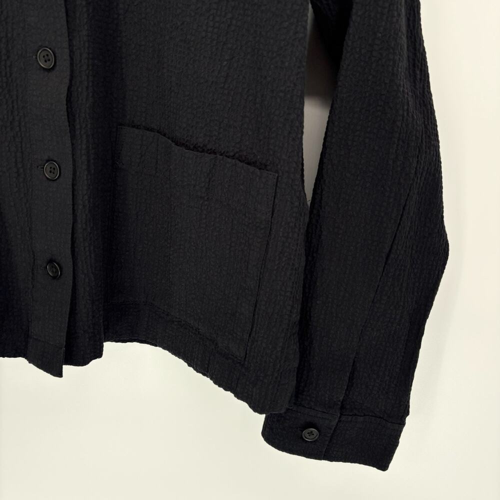 Eileen Fisher Organic Cotton Pucker Shirt Jacket XXS Mandarin Collar Lagenlook - Picture 7 of 8